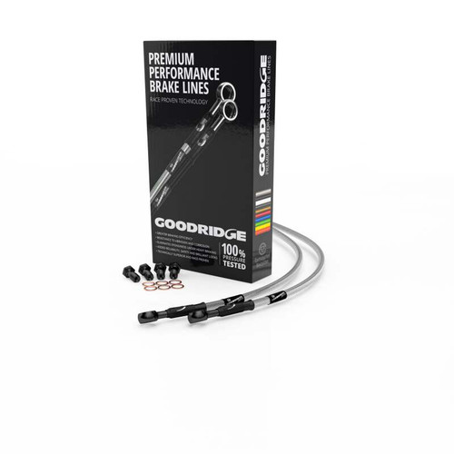 Goodridge 94-07 Harley-Davidson FLHR/FLHRC Black Front Brake Line w/Clear Fitting - HD0049-3FB-CL Photo - Primary