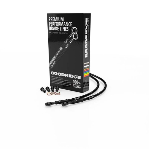 Goodridge 04-07 Harley-Davidson FLHRS ROAD KING Black Front Brake Line w/Black Fitting - HD0070-3FB-BK Photo - Primary