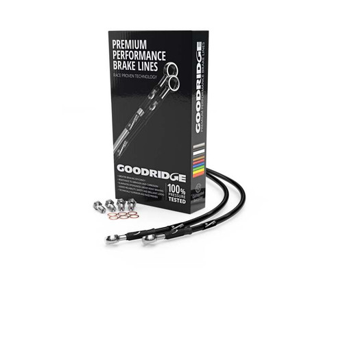 Goodridge 04-07 Harley-Davidson FLHRS ROAD KING Clear Front Brake Line w/Black Fitting - HD0070-3FC-BK Photo - Primary