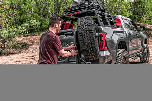 Go Rhino Swing-A-Way Hitch Mounted Tire Carrier (Lic. Plate Lights Not Included) - Textured Black - HC200T Photo - lifestyle view