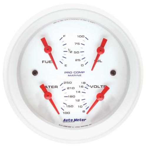 Autometer Marine White 3-3/8in Gauge - 100PSI - 200706 Photo - Primary