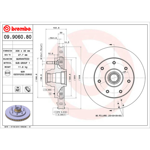 Brembo 02-03 Ford F-150/97-99 F-250/1997 F-250 HD Front Premium OE Equivalent Rotor - 09.9060.80 User 1