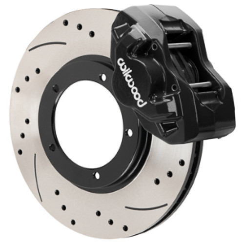 Wilwood 84-89 Porsche 911 D45 11.10in. Front Brake Kit w/ Flex Lines - Drilled Rotors (Black) - 140-17654-D Photo - Primary