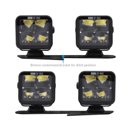 Borne Off-Road 21+ Bronco Light Pods 4pc Ditch 3x3 Spot - BNLT-BR-21-DT4S Photo - Primary