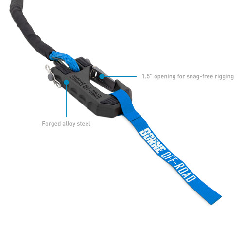 Borne Off-Road Winch Hook - 3/8in Rope - Hand Strap - Blue - BNWN-SR-38-85KBL Photo - Primary