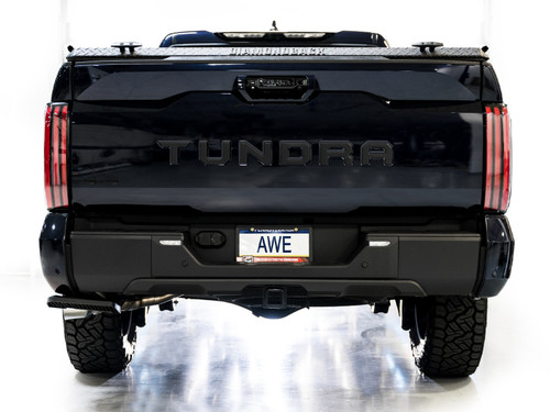 AWE 0FG Exhaust for 3rd Gen Toyota Tundra - Dual Chrome Silver Tips - 3015-32063 Photo - Mounted