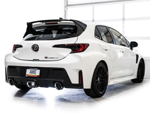 AWE 23-24 Toyota GR Corolla Track Edition Catback Exhaust - Chrome Silver Tips - 3020-52472 Photo - Mounted