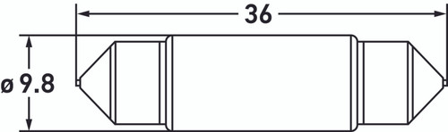 Hella LED 6418 12V 1W SV8.5-8 6.5K 36 SING Bulb - 6418LED 6.5K Technical Drawing