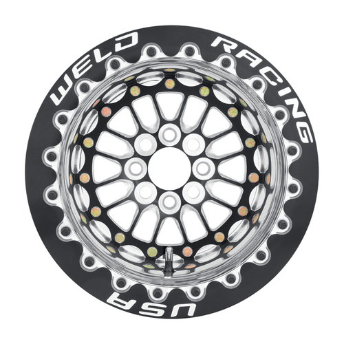 Weld Tuner Import Drag 13x11 / 4x100mm BP / 4.5in. BS Black Center Black Double Beadlock M/T Wheel - 778B-31115MB Photo - Close Up