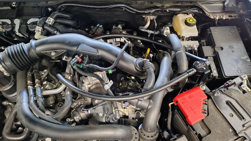 J&L 24-25 Ford Ranger Raptor 3.0L PCV Side Oil Separator - Black Anodized - 3058P-B Photo - Mounted