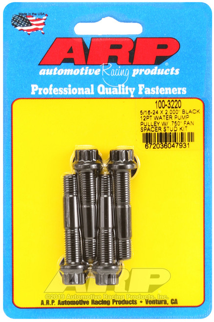 ARP 5/16-24 X 2.000 black 12pt water pump pulley w/ .750in fan spacer stud kit - 100-3220 Photo - Primary