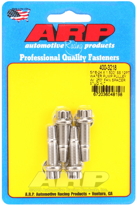 ARP 5/16-24 X 1.500 SS 12pt water pump pulley w/ .250in fan spacer stud kit - 400-3218 Photo - Primary