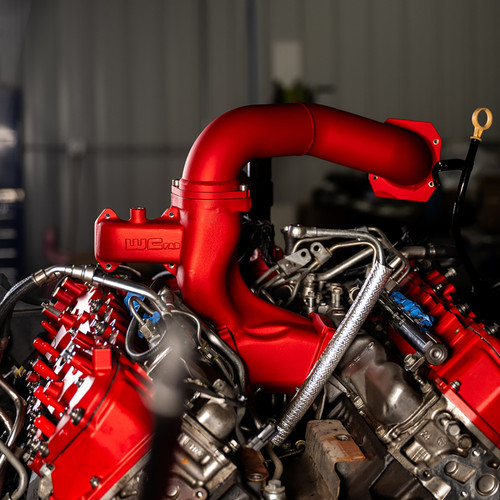 Wehrli 11-16 Chevrolet 6.6L LML Duramax High Flow Y-Bridge Kit - Sparkle Granny Smith - WCF100165-SGS Photo - Mounted