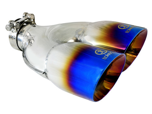 aFe Takeda 2.5in 304 Stainless Steel Clamp-on Exhaust Tip Passenger Side 2.5in Inlet 4inDual - Blue - 49T25484-L121 Photo - Primary