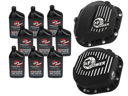 aFe Power Front/Rear Diff Cover Kit w/ Oil 17-22 Ford Diesel V8 (Dana Super 60 & Sterling 10.5-12) - 46-7704AB Photo - Primary