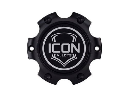 ICON 6x135 Embossed Center Cap - Satin Black/White - RX-6135-S2 Photo - Primary