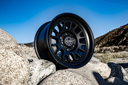 ICON Anza 17x8.5 6x5.5 25mm Offset 5.75in BS 95.1mm Hub Bore Satin Black Wheel - 8217859057SB Photo - lifestyle view