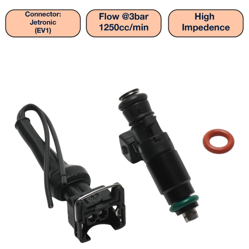 DeatschWerks Universal 1250cc Single Fuel Injector / 48mm Length / 14mm O-Ring Seals - DW1250-48-14-14-1 Photo - Primary