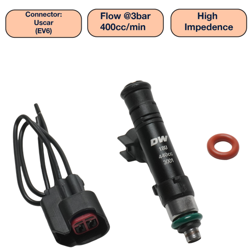 DeatschWerks Universal 440cc Single Fuel Injector / 60mm Length / 14mm O-Ring Seals - DW440-60-14-14-1 Photo - Primary