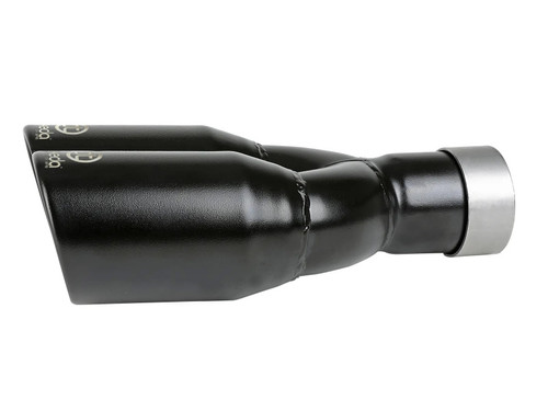 aFe Takeda 304 Stainless Steel Clamp-on Exhaust Tip Black 2-1/2ininlet x 3-1/2in Outlet X 12in L - 49T25374-B121 Photo - Unmounted