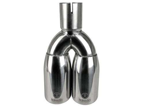 aFe Takeda 304 Stainless Steel Clamp-on Exhaust Tip Polished 2-1/2ininlet x 3-1/2in Outlet X 12in L - 49T25374-P121 Photo - Unmounted