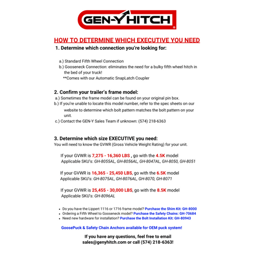Gen-Y Executive Torsion-Flex 5th Wheel King Pin Box (3.5K-6.5K PW Range 30K Towing) - Fits Rhino - GH-8071 Buyers Guide