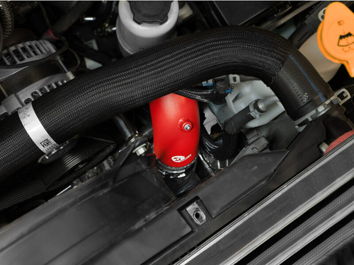 aFe BladeRunner 3in & 3-1/2in AL Hot and Cold Charge Pipe Kit Red RAM Diesel Trucks 25-26 L6-6.7L - 46-20814-R Photo - Mounted