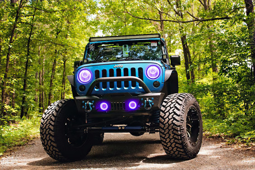 Oracle 07-17 Jeep Wrangler LED Fog Light Halo Kit - UV/Purple - 1177-007 Photo - lifestyle view