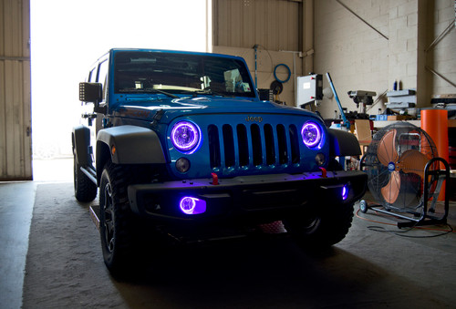 Oracle 07-17 Jeep Wrangler LED Fog Light Halo Kit - UV/Purple - 1177-007 Photo - lifestyle view