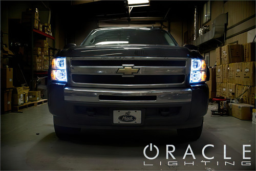 Oracle 07-13 Chevrolet Silverado LED Round Style Headlight Halo Kit - Blue - 2639-002 Photo - lifestyle view