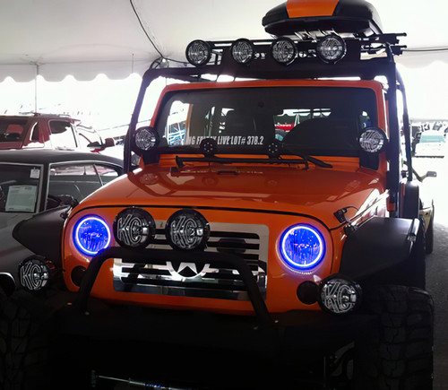 Oracle 07-17 Jeep Wrangler Surface Mount LED Headlight Halo Kit - Blue - 3943-002 Photo - lifestyle view