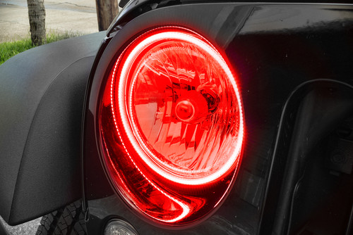 Oracle 07-17 Jeep Wrangler Surface Mount LED Headlight Halo Kit - Red - 3943-003 Photo - lifestyle view
