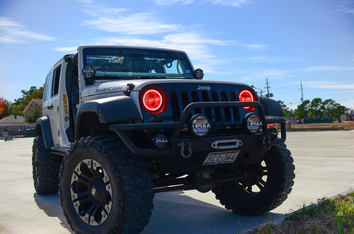 Oracle 07-17 Jeep Wrangler Surface Mount LED Headlight Halo Kit - Red - 3943-003 Photo - lifestyle view