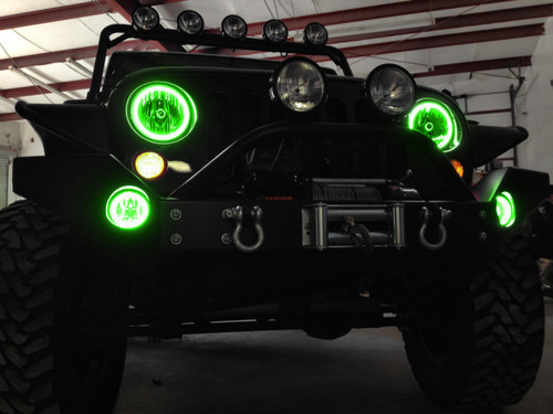 Oracle 07-17 Jeep Wrangler Surface Mount LED Headlight Halo Kit - Green - 3943-004 Photo - lifestyle view