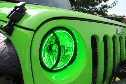 Oracle 07-17 Jeep Wrangler Surface Mount LED Headlight Halo Kit - Green - 3943-004 Photo - lifestyle view