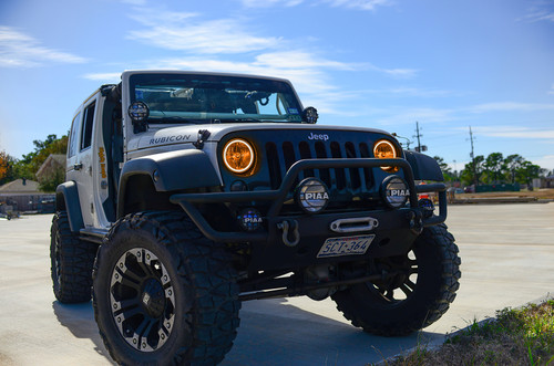 Oracle 07-17 Jeep Wrangler Surface Mount LED Headlight Halo Kit - Amber - 3943-005 Photo - lifestyle view