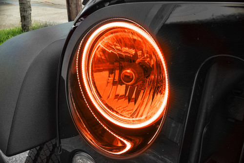 Oracle 07-17 Jeep Wrangler Surface Mount LED Headlight Halo Kit - Amber - 3943-005 Photo - lifestyle view