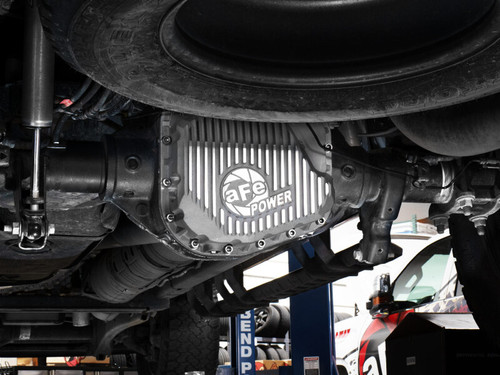 aFe POWER Street Series Rear Diff Cover Raw w/ Machined Fins Ford F-250/350 23-26 (Sterling 11.6) - 46-71490A Photo - Mounted