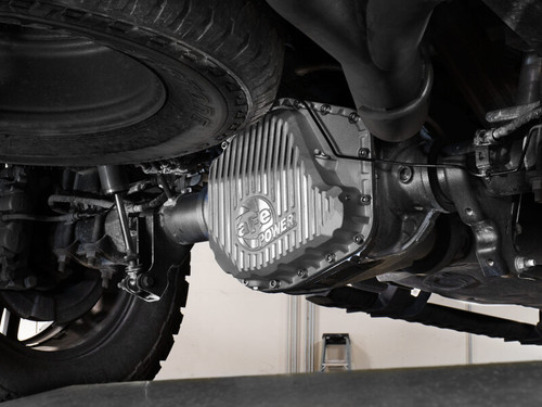 aFe POWER Street Series Rear Diff Cover Raw w/ Machined Fins Ford F-250/350 23-26 (Sterling 11.6) - 46-71490A Photo - Mounted