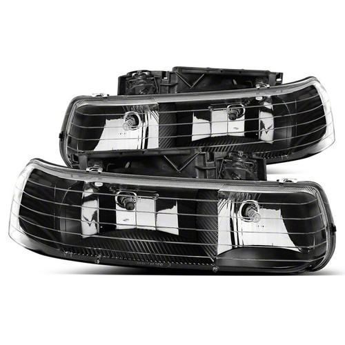 Raxiom 99-02 Chevrolet Silverado 1500 Axial Series Euro Headlights- Black Housing- Clear Lens - S112707 Photo - Primary