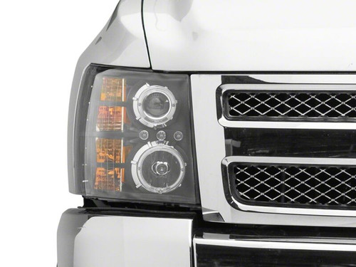 Raxiom 07-13 Chevrolet Silverado 1500 LED Halo Projector Headlights- Black Housing- Clear Lens - S112713 Photo - Close Up