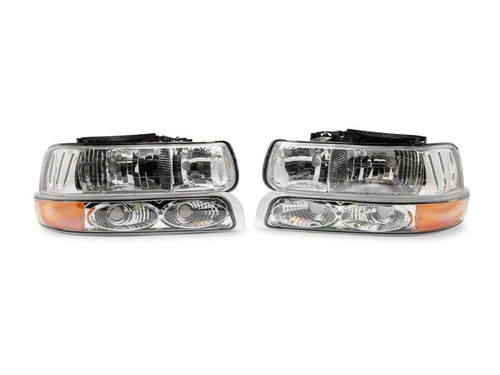 Raxiom 99-02 Chevrolet Silverado 1500 OE Style Headlights/Bumper Lights- Chrome - Clear Lens - S169255 Photo - Primary