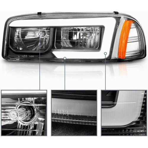 Raxiom 99-06 Chevrolet Sierra 1500 Axial Series LED DRL Headlights- Black Housing- Clear Lens - S523542 Photo - Close Up