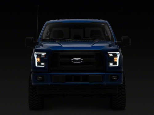 Raxiom 15-17 Ford F-150 Projector Headlights with LED Accent- Chrome Housing- Clear Lens - T542858 Photo - Close Up