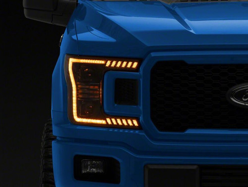 Raxiom 18-20 Ford F-150 LED Halo Surround Headlights with Amber DRL- Black Housing- Clear Lens - T583568 Photo - Close Up