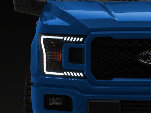 Raxiom 18-20 Ford F-150 LED Halo Surround Headlights with White DRL- Black Housing- Clear Lens - T583569 Photo - Close Up