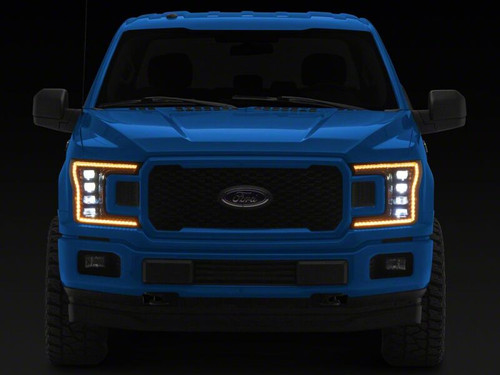 Raxiom 18-20 Ford F-150 CXR Series LED Headlights with Amber DRL- Black Housing- Clear Lens - T593911 Photo - Close Up