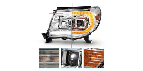 Raxiom 05-11 Toyota Tacoma Axial Series Switchback Proj Headlights- Chrome- Clear Lens - TT23362 Photo - Primary