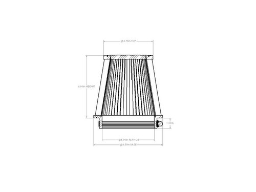 aFe POWER Universal Clamp-On Air Filter w/ D2 Dura-Dry Media - 5in F x 6.5in B x 4.75in T x 6in H - 21-50506V Photo - Unmounted