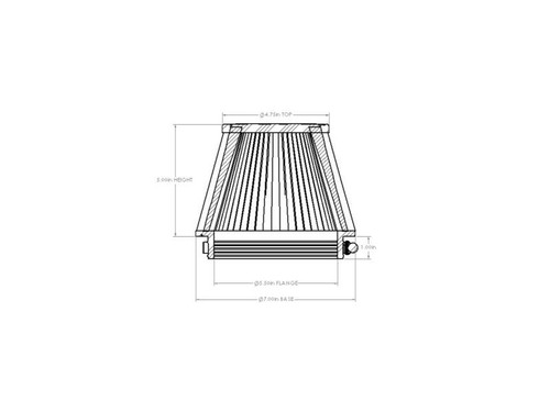 aFe POWER Universal Clamp-On Air Filter w/ D2 Dura-Dry Media - 5.5in F x 7in B x 4.75in T x 5in H - 21-55505V Technical Drawing